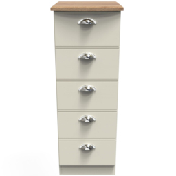 Crowndale Victoria 5 Drawer Cream Ash and Oak Tall Bedside Cabinet - Wilko - thumbnail 3