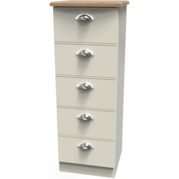 Crowndale Victoria 5 Drawer Cream Ash and Oak Tall Bedside Cabinet - Wilko - thumbnail 5