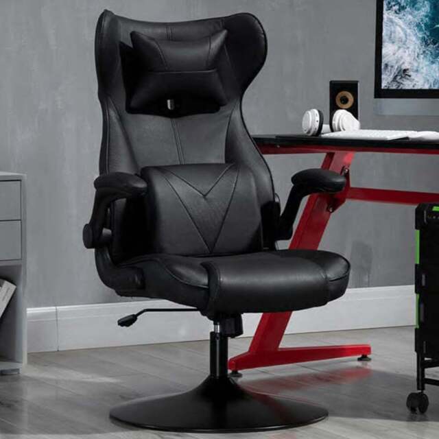 Portland Black Faux Leather Swivel Gaming Chair - Size: 67 x 71 x 112cm - Wilko - image 1
