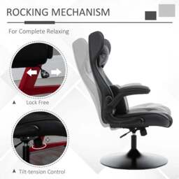 Portland Black Faux Leather Swivel Gaming Chair - Size: 67 x 71 x 112cm - Wilko - thumbnail 5