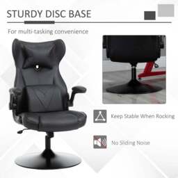 Portland Black Faux Leather Swivel Gaming Chair - Size: 67 x 71 x 112cm - Wilko - thumbnail 6