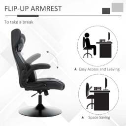 Portland Black Faux Leather Swivel Gaming Chair - Size: 67 x 71 x 112cm - Wilko - thumbnail 7