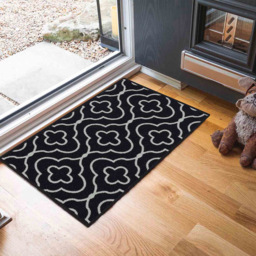 Desire Rugs Havana Black Quatrefoil Anti Slip Door Mat 150 x 80cm - Size: 80 x 150cm - Wilko - thumbnail 3