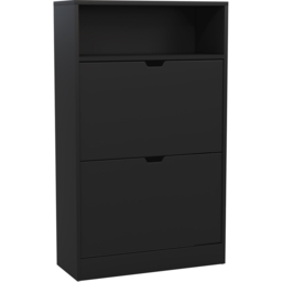 Vida Designs 2 Drawer Single Shelf Black Shoe Cabinet - Size: 97 x 60 x 24cm - Wilko - thumbnail 3