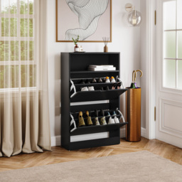 Vida Designs 2 Drawer Single Shelf Black Shoe Cabinet - Size: 97 x 60 x 24cm - Wilko - thumbnail 5