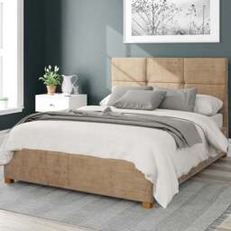 Aspire Caine Small Double Champagne Firenze Velour Ottoman Bed - Cream - Aspire Beds - Wilko