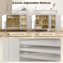 Portland 3 Door Single Shelf White Industrial Kitchen Sideboard - Size: 88 x 35 x 100cm - Wilko - thumbnail 7
