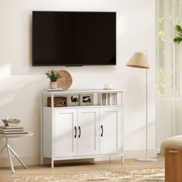 Portland 3 Door Single Shelf White Industrial Kitchen Sideboard - Size: 88 x 35 x 100cm - Wilko - thumbnail 5