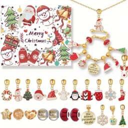 Jaoyeh 24 Days Beading Necklace Golden Xmas Advent Calendar - Size: 20 x 18 x 1.5cm - White - Wilko - thumbnail 3