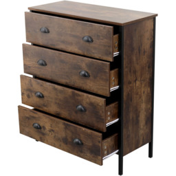 FurnitureHMD 4 Drawer Brown and Black Industrial Wooden Chest of Drawers - Wilko - thumbnail 5