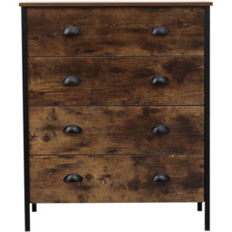 FurnitureHMD 4 Drawer Brown and Black Industrial Wooden Chest of Drawers - Wilko - thumbnail 4