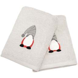 Allure Bath Fashions Gonk Christmas Cotton Hand Towels 2 Pack - Size: 50 x 90cm - Grey - Wilko