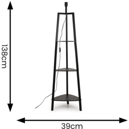 ValueLights Hiru 3 Shelf Black Floor Lamp Base - Size: 137.5 x 39.5 x 39.5cm - Wilko - thumbnail 5