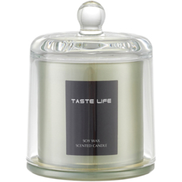 Living and Home Basil and Citrus Soy Wax Scented Candle - Size: 11.5 x 9 x 9cm - Green - Wilko - thumbnail 1