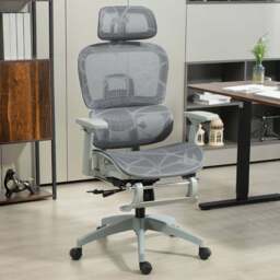 Portland Grey Ergonomic Swivel Office Chair Swivel with 3D Armrest - Size: 122 x 64 x 66cm - Wilko