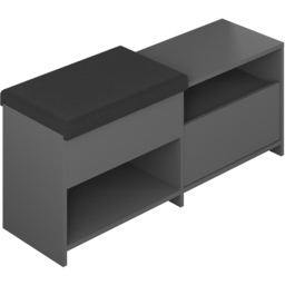 Decortie Filux Single Door 2 Shelf Anthracite Sliding Seat Shoe Cabinet - Size: 51 x 120.3 x 40.5cm - Grey - Wilko - thumbnail 3