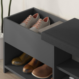 Decortie Filux Single Door 2 Shelf Anthracite Sliding Seat Shoe Cabinet - Size: 51 x 120.3 x 40.5cm - Grey - Wilko - thumbnail 4