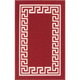 Desire Rugs Havana Red and White Greek Key Anti Slip Door Mat 150 x 80cm - Size: 80 x 150cm - Wilko - thumbnail 1