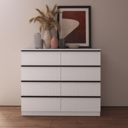 FWStyle Lania 8 Drawer White Scalloped Ripple Effect Chest of Drawers - Wilko - thumbnail 6