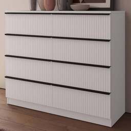 FWStyle Lania 8 Drawer White Scalloped Ripple Effect Chest of Drawers - Wilko