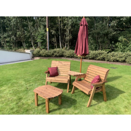 Charles Taylor Grand Angled Companion Seat with Coffee Table and Red Cushions - Size: 2 Seater - Wilko - thumbnail 5