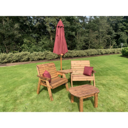 Charles Taylor Grand Angled Companion Seat with Coffee Table and Red Cushions - Size: 2 Seater - Wilko - thumbnail 4