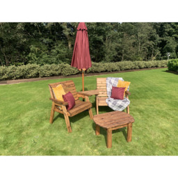 Charles Taylor Grand Angled Companion Seat with Coffee Table and Red Cushions - Size: 2 Seater - Wilko - thumbnail 6