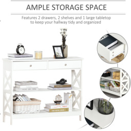 Portland 2 Drawer 2 Shelves White Console Table - Size: 100 x 31 x 80cm - Wilko - thumbnail 5