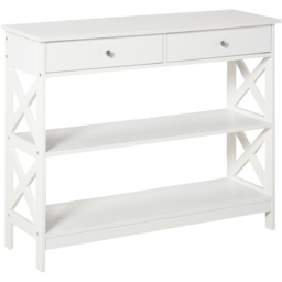 Portland 2 Drawer 2 Shelves White Console Table - Size: 100 x 31 x 80cm - Wilko - thumbnail 3