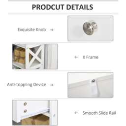 Portland 2 Drawer 2 Shelves White Console Table - Size: 100 x 31 x 80cm - Wilko - thumbnail 7