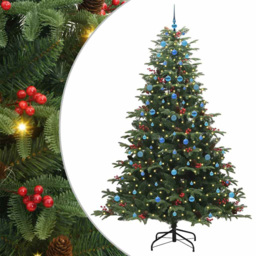 vidaXL Pre-Lit Warm White LED and Blue Baubles Green Artificial Christmas Tree with Stand 7.8ft - Wilko - thumbnail 3