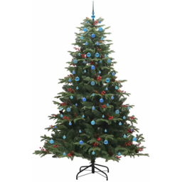 vidaXL Pre-Lit Warm White LED and Blue Baubles Green Artificial Christmas Tree with Stand 7.8ft - Wilko - thumbnail 5