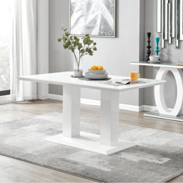 Furniturebox Molini Fortana 6 Seater Dining Set White Gloss Elephant Grey and Chrome - Wilko - thumbnail 3