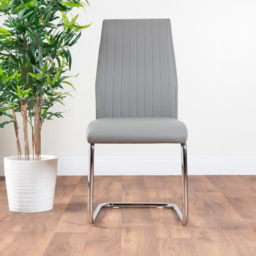 Furniturebox Molini Fortana 6 Seater Dining Set White Gloss Elephant Grey and Chrome - Wilko - thumbnail 4