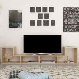 Decorotika Cubicco Oak Adjustable TV Unit - Size: 40 x 180 x 29.5cm - Brown - Wilko - thumbnail 6