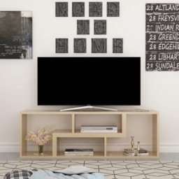 Decorotika Cubicco Oak Adjustable TV Unit - Size: 40 x 180 x 29.5cm - Brown - Wilko - thumbnail 4