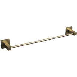 Rothley Satin Brass Square Towel Rail 450mm - Size: 9.5 x 6.5 x 52cm - Gold - Wilko