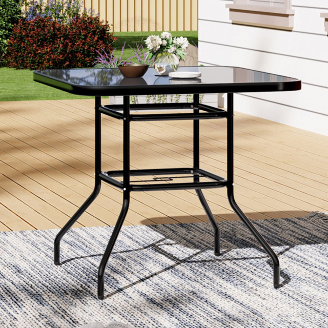 Living and Home Black 4 Seater Garden Table with Parasol Hole 80cm - Size: 72 x 80 x 80cm - Wilko - image 1