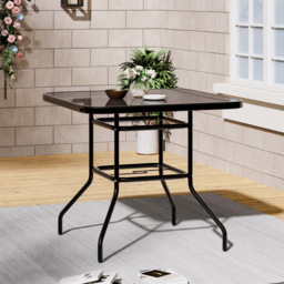 Living and Home Black 4 Seater Garden Table with Parasol Hole 80cm - Size: 72 x 80 x 80cm - Wilko - thumbnail 7