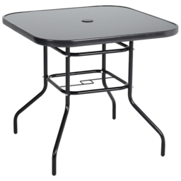 Living and Home Black 4 Seater Garden Table with Parasol Hole 80cm - Size: 72 x 80 x 80cm - Wilko - thumbnail 3