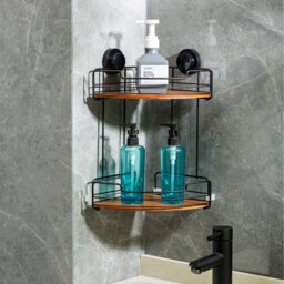 Oslo Bamboo 2 Tier Corner Rack - Black - Wilko - thumbnail 3