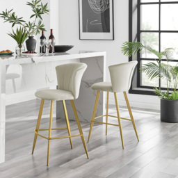 Furniturebox Hazel Cappuccino and Gold Velvet Bar Stool Set of 2 - Brown - Wilko - thumbnail 3