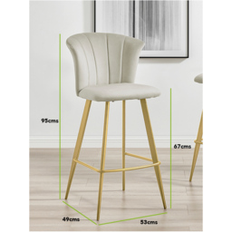 Furniturebox Hazel Cappuccino and Gold Velvet Bar Stool Set of 2 - Brown - Wilko - thumbnail 7