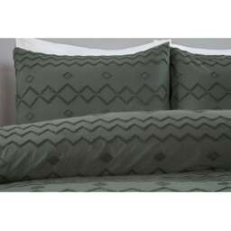 Adah Tufted Geo Duvet Cover and Pillowcase Set - Charcoal/King - Wilko - thumbnail 6