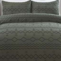 Adah Tufted Geo Duvet Cover and Pillowcase Set - Charcoal/King - Wilko - thumbnail 7