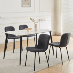 Bella Set of 4 Dark Grey Teddy Faux Fur Stitched Design Dining Chairs - MCC - Wilko - thumbnail 7