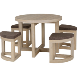 Seconique Cambourne Stowaway 4 Seater Dining Set Oak Effect and Brown - Wilko - thumbnail 3