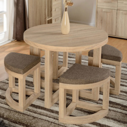 Seconique Cambourne Stowaway 4 Seater Dining Set Oak Effect and Brown - Wilko - thumbnail 1