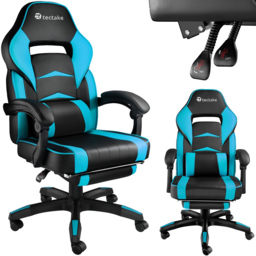 tectake Comodo Black and Azure Gaming Chair - Size: 127.5 x 70 x 69cm - Wilko - thumbnail 3