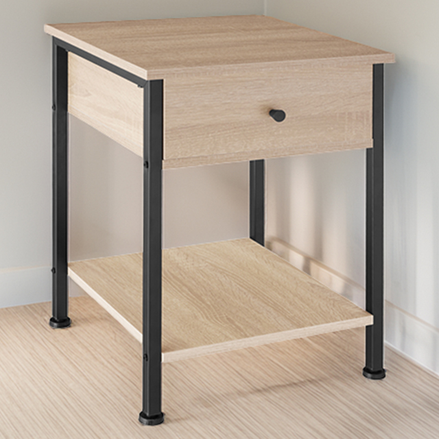 tectake Bradford Single Drawer Light Wood Oak Sonoma Bedside Table - Brown - Wilko - image 1